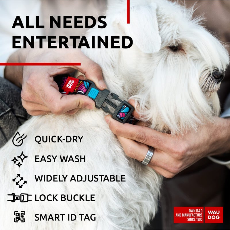 WAUDOG Nylon Dog Collar - Adjustable Dog Collar for Large Dogs, Small & Medium Dogs - Breakaway Puppy Collars for Large Breed Dogs - Boy & Girl Dog Collars with Durable Plastic Buckle and QR Dog Tag - Image 5